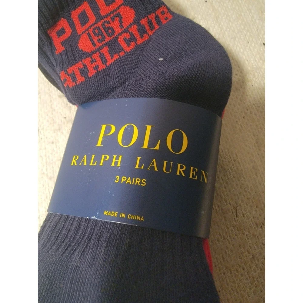 Polo Ralph Lauren 6-Pair Low‎ Cut Socks Black Red Blue Men's Shoe 6-12 1/2 NEW